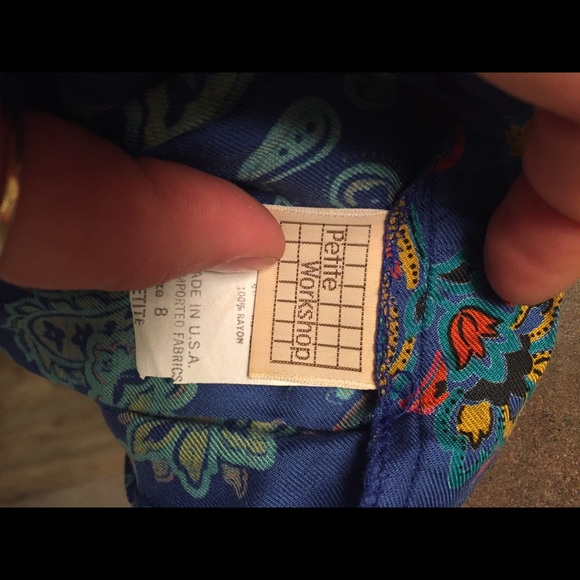 Vintage blue paisley midi skirt with pockets - Picture 4 of 8